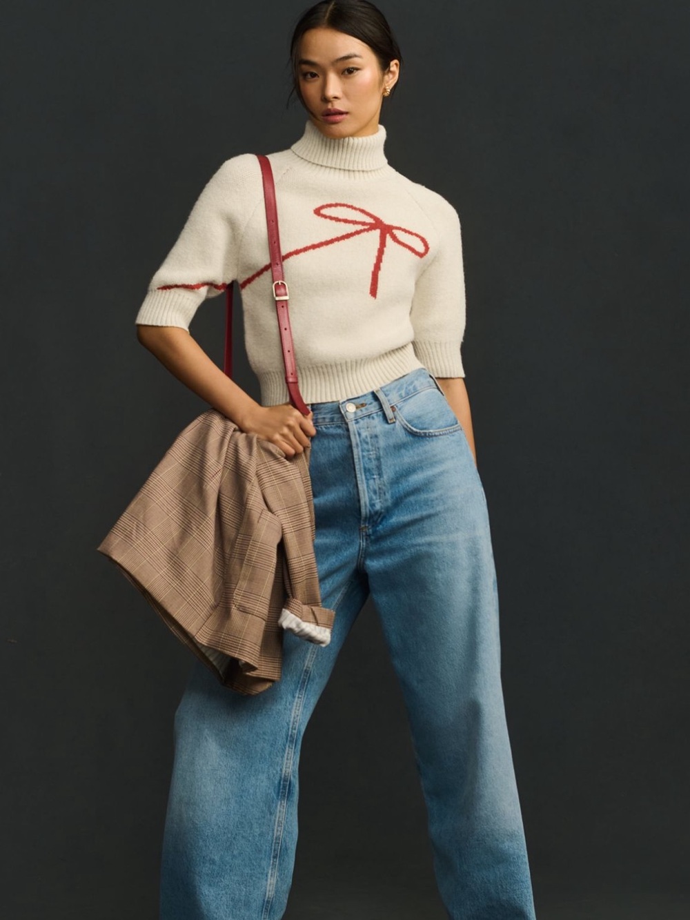 En Saison Merrill Short Sleeve Bow Crop Sweater - Picture 4 of 8